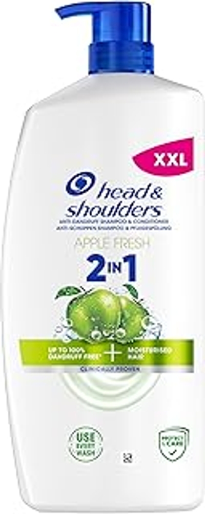 Head & Shoulders Apple Fresh 2-in-1 Anti-roos Shampoo, 800 ml Pompdispenser. Tot 100% bescherming tegen roos, klinisch getest. Elk haar- en hoofdhuidtype. Dagelijks gebruik. Vers gevoel met appelgeur