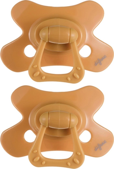 Difrax Dental Fopspeen 18 Maanden Plus - Geel - 2 Stuks, Siliconen Orthodontische Speen