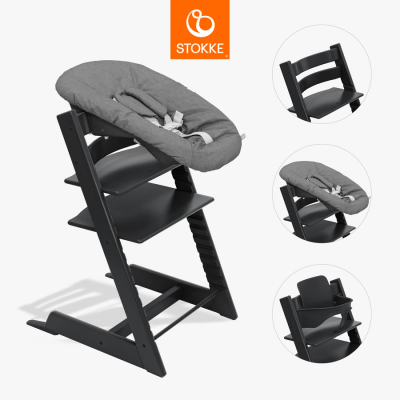 Tripp Trapp® High Chair Bundle Chair + Baby Set + Newborn Set Black, Anthracite NBS