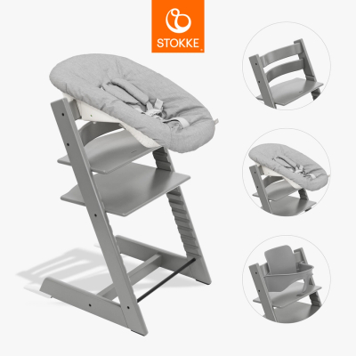Tripp Trapp® High Chair Bundle Chair + Baby Set + Newborn Set Storm Grey, Grey NBS