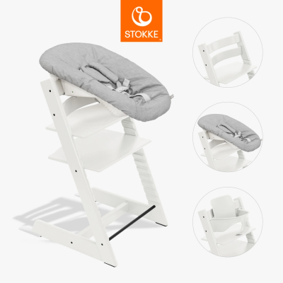 Tripp Trapp® High Chair Bundle Chair + Baby Set + Newborn Set White, Grey NBS