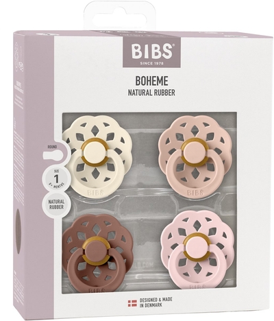 Bibs Boheme Fopspeen - 4 Pack - Size 2 - Ivory/Blush/Woodchuck/Blossom