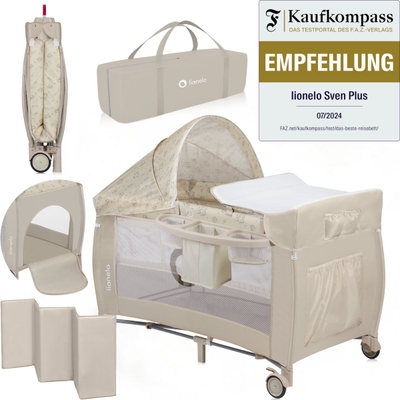 Lionelo Sven Plus - Meegroeibed - Campingbedje - 127x60cm - tot 15kg - SET 2in1 - Co-sleeper