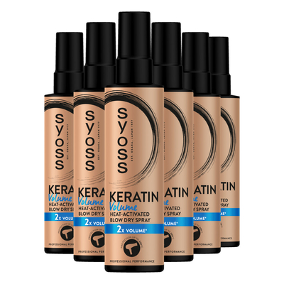 SYOSS Keratine Volume Heatprotection Spray – Haarspray - Hittebescherming - Volume – Anti-pluis  - 6 x 200 ml