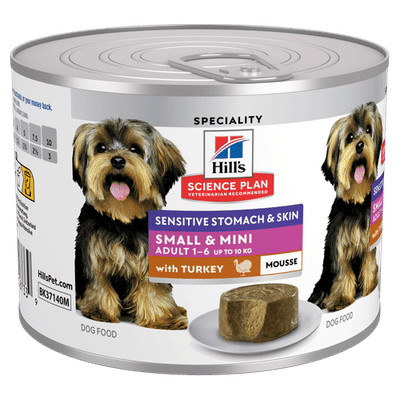 Hill's Science Plan Sensitive Stomach & Skin Small & Mini Adult Mousse hondenvoer met Kalkoen 12 x 200 gram - natvoer honden
