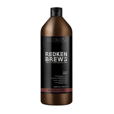 Redken Brews 3-in-1 shampoo conditioner body wash - 1000 ml
