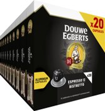 Douwe Egberts Espresso Ristretto - Intensiteit 12/12 - 10 x 20 koffiecups