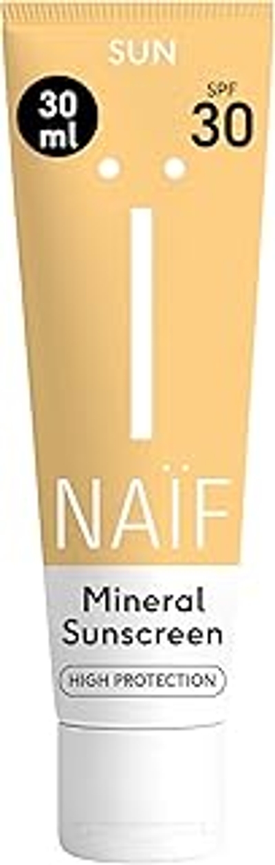 Naïf Body Sun Cream Zonnecrème, beschermt de huid tegen UVA- en UVB-straling, laat geen resten achter en trekt snel in door natuurlijke ingrediënten, LSF30 mini zonwering, 30 ml