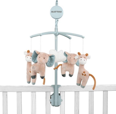 Nattou Axel en Luna - Muziekmobiel - 31x31x9 cm - Groen/Beige