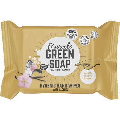 Marcel's Green Soap Hand wipes vanilla & cherry blossom Vloeibare zeep 15 stuks