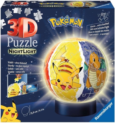 3D Puzzel - Pokemon Bal Nachtlamp (72 stukjes)