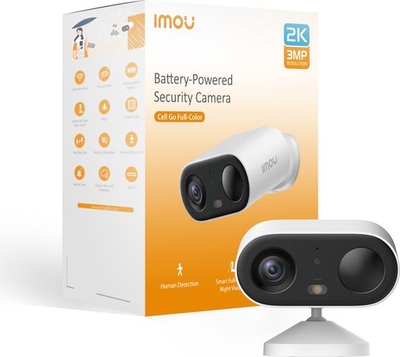 Imou Cell Go Full Color - Beveiligingscamera - 2K Draadloos Bewakingscamera Voor Buiten - 5000 mAH Accu - Eenvoudige Installatie - AI-Persoonsdetectie - Met Opslag - Smart Full Color Night Vision - IP65 Weerbestendig - Compatibel Met Zonnepaneel
