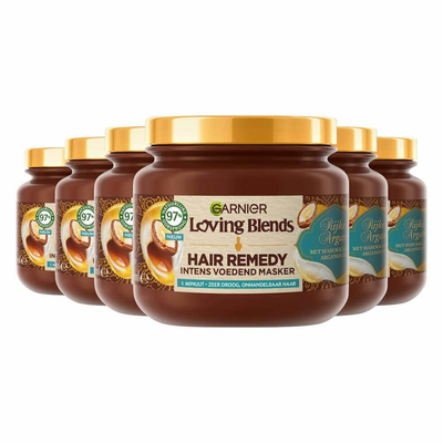 Garnier Loving Blends Rijke Argan Hair Remedy Haarmasker Voordeelverpakking - Intens Voedend Masker Voor Zeer Droog, Onhandelbaar Haar - 6 x 340ml