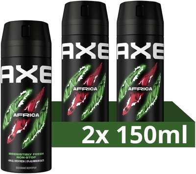 AXE Deodorant Bodyspray - Africa - met de exotische geur van mandarijn en sandelhout - 2 x 150 ml