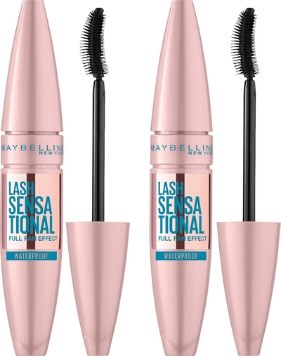 Maybelline New York - Lash Sensational Mascara - Very Black Waterproof - Zwarte Waterproof Volume Mascara - 2x 9,5 ml