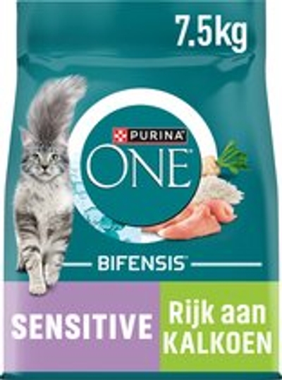 Purina ONE Adult Sensitive - Kattenvoer Droogvoer - Kalkoen - 7,5 kg - kattenbrokken