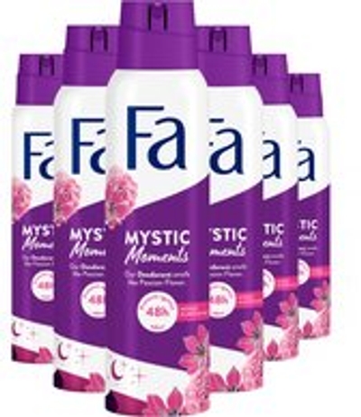 Fa Deodorant - Mystic Moments - Geur van Passiebloem - Langdurige Bescherming - Huidvriendelijk - 6x 150ml