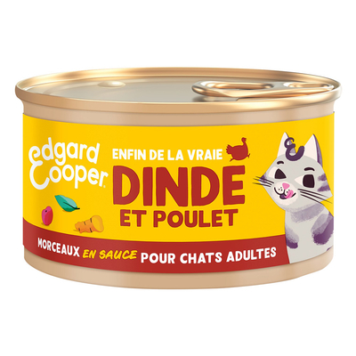 6x85g Edgard & Cooper Adult Brokken in graanvrije sauce kalkoen. kip - Kattenvoer - natvoer katten