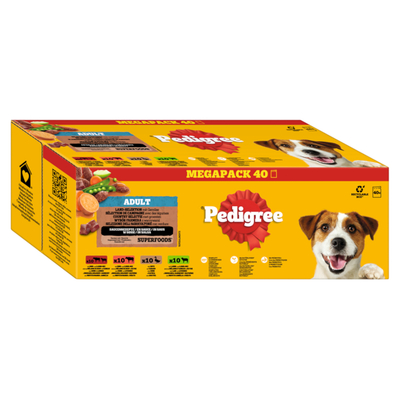 40x100g Pedigree vershoudzakjes gemengde selectie in saus (4 soorten) nat hondenvoer - natvoer honden