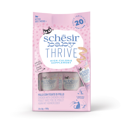 20x8g Schesir Baby Thrive kip met kippenlever nat kattenvoer - natvoer katten