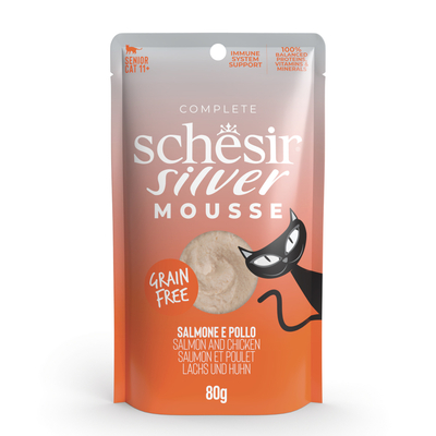 12x80g Schesir Silver Mousse zalm en kip kattensnacks - natvoer katten