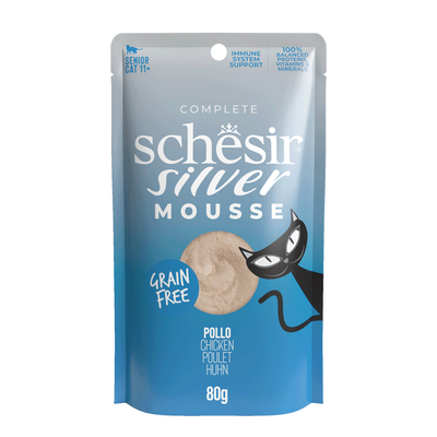 12x80g Schesir Silver Mousse Kattensnacks Kip - natvoer katten