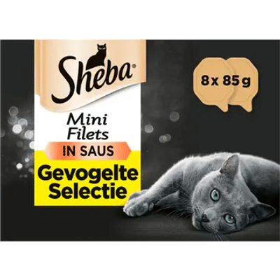 Sheba kattenvoer Mini Filets - Adult - Natvoer - Gevogelte in Saus - kuipjes 8 x 85g - natvoer katten