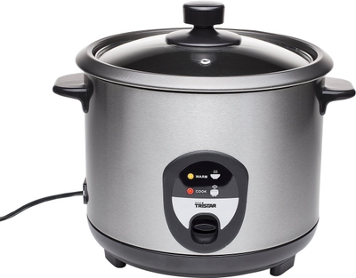 Tristar Rijstkoker RK-6127 - 8 personen - 1,5 Liter - Inclusief gratis lepel, maatbeker en spatel - Droogkookbeveiliging - Warmhoudfunctie - Anti-aanbaklaag - Vaatwasserbestendige onderdelen - RVS