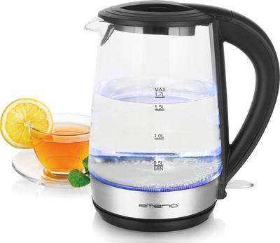 Emerio WK-123131 Glaswaterkoker 1.7L 2200W RVS/Zwart
