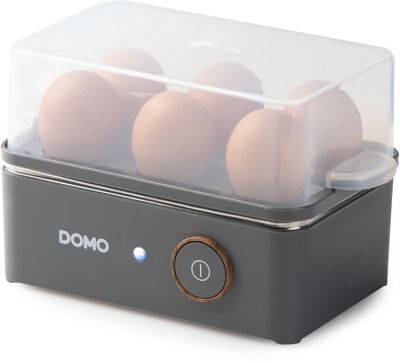 DOMO DO9283EK Eierkoker - 1 tot 6 Eieren - Mat Grijs - Houtlook