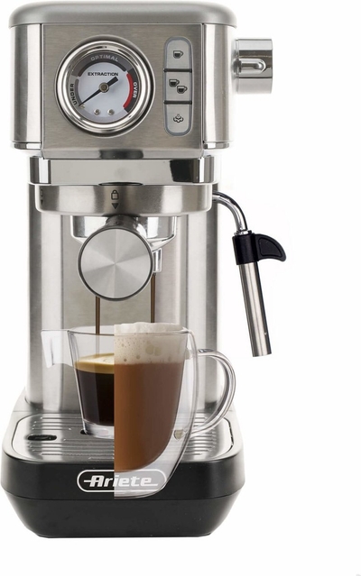 Ariete 1381/10 Moderna - Espressomachine/Pistonmachine - 15 bar - inhoud 1.1 liter - Manometer - Zilver