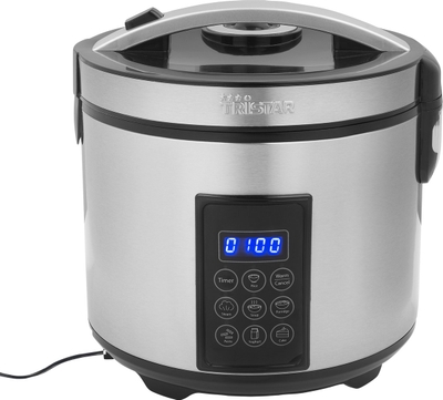 Tristar Multicooker & Rijstkoker RK-6138 - Digitale Multicooker: Rijstkoker en Stoomkoker - Inclusief gratis lepel, maatbeker, spatel en stoomrekje - 2,2 liter - 7 Programma's - Warmhoudfunctie - RVS