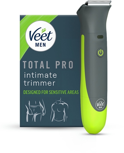 Veet Total Pro Precisie Intieme Trimmer voor Mannen - Scheerapparaat voor Lichaam, Baard en Schaamhaar - Veilig en Zacht Trimmen van de Gevoelige Gebieden