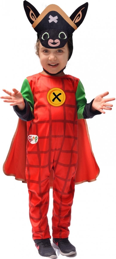 Bing Kostuum Piratenkonijn Junior Polyester Rood 2-delig Mt 104