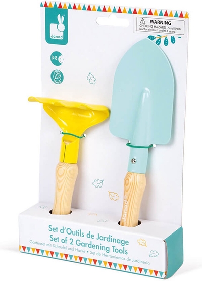 Janod Happy Garden - Tuinierset - Tuingereedschap Schepje En Harkje - Help Papa En Mama In De Tuin Met deze Set! - Geschikt Vanaf 3 Jaar