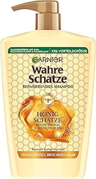 Garnier Echte schatten herstellende shampoo honing schatten; XXL formaat 1L, versterkt en voedt beschadigd en breekbaar haar, 1000 ml