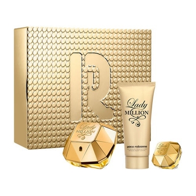 Paco Rabanne Lady Million eau de parfum 80ml , bodylotion 100ml en miniatuur 5ml.