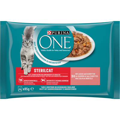 Purina ONE Sterilcat met zalm en wortels Nat kattenvoer 4 x 85 g - natvoer katten