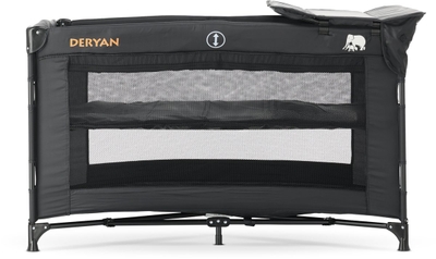Deryan Luxe Campingbed - Inclusief transporttas - Inclusief verschoonblad -Inclusief bodemverhoger - Zwart