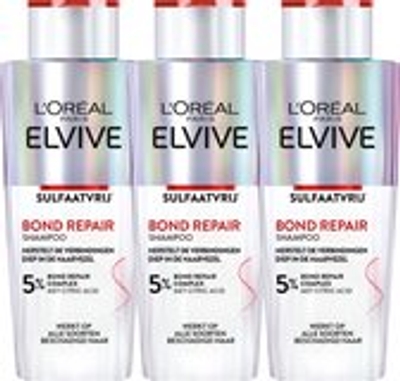 L'Oréal Paris Elvive Bond Repair Sulfaatvrije Shampoo - Beschadigd Haar - 3x 200ml