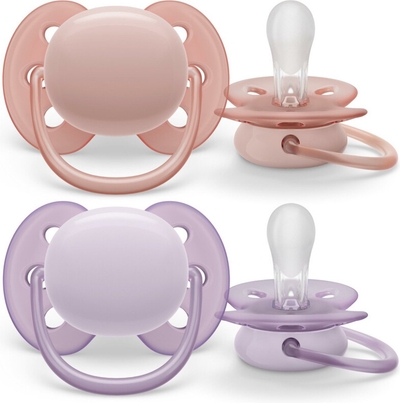 Philips Avent Ultra Soft Fopspeen - 0-6 Mnd - Roze/Paars - 2 Stuks