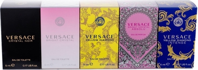Versace Bright Crystal Geschenkset Miniature Collection - Crystal Noir + Bright Crystal + Yellow Diamond + Bright Crystal Absolu + Yellow Diamond Intense