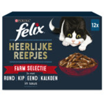 Felix Heerlijke Reepjes Selectie Farm 12 x 80 gram - natvoer katten
