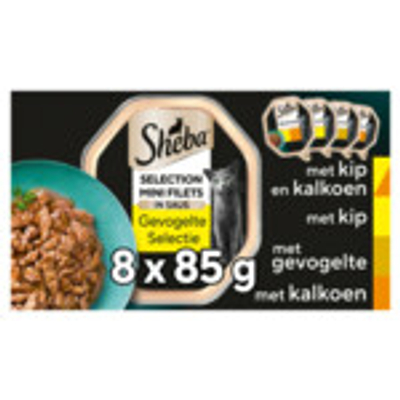 Sheba Mini Filets Adult Kattenvoer Natvoer Gevogelte in Saus Kuipjes 680 gram - natvoer katten