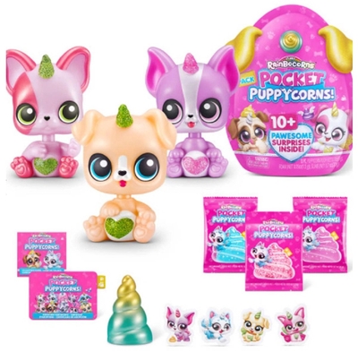 ZURU Rainbocorns Pocket Puppycorns - Bevat 5 verassingen - 1 Pocket Puppy Bobblehead