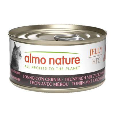 Voordeelpakket: 24x70g Almo Nature HFC Gelei Tonijn met Tandbaars natvoer voor katten - natvoer katten