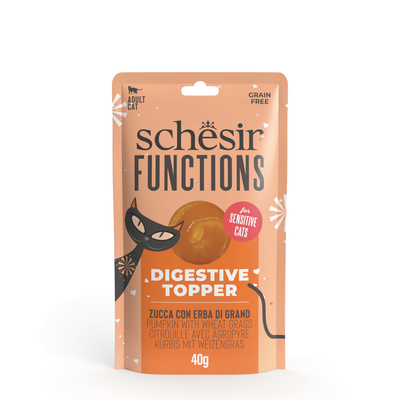 12x40g Pompoen met tarwegras Schesir Functions Digestive Topper natvoer voor katten - natvoer katten