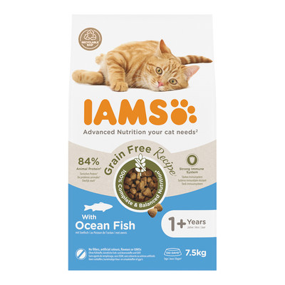 7.5kg IAMS Advanced Nutrition Graanvrij met zeevis droogvoer voor katten - kattenbrokken