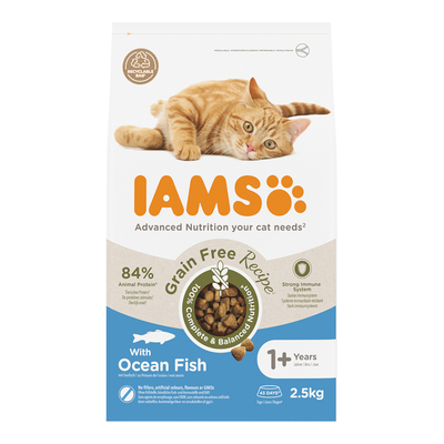 2.5kg IAMS Advanced Nutrition Graanvrij met zeevis droogvoer voor katten - kattenbrokken