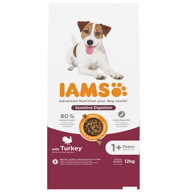 12kg IAMS Advanced Nutrition Sensitive Digestion met kalkoen droogvoer voor honden - hondenbrokken